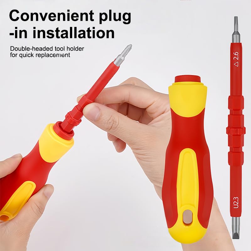 1000V Insulated Electrician Multitools Set, 5-in-1 Professional Electrician Screwdriver Set Insulation Handle S2 Steel Magnetic Phillips Slotted Torx Tips