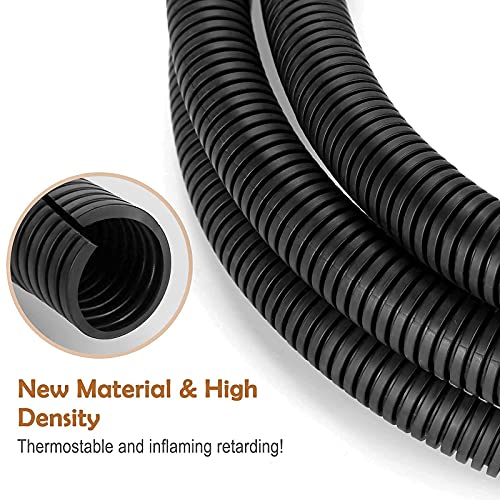 20FT 1/4in Wire Loom Split Tubing Auto Wire Conduit Flexible Cover Black - color: Black, size: 20FT 1/4"