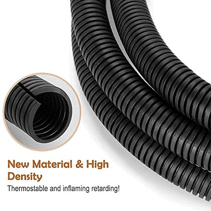 20FT 1/4in Wire Loom Split Tubing Auto Wire Conduit Flexible Cover Black - color: Black, size: 20FT 1/4"