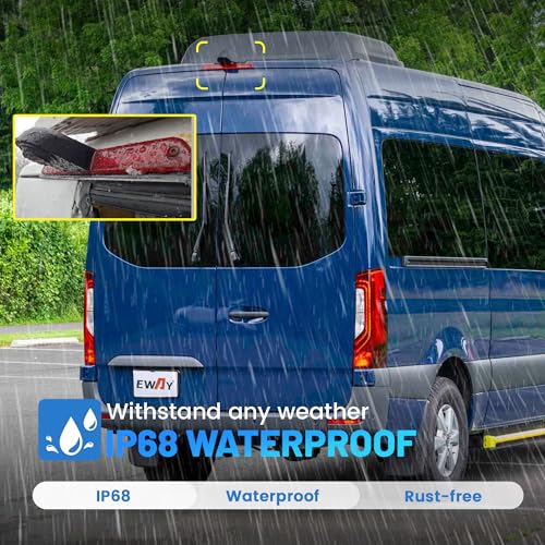 EWAY 3rd Third Brake Light Sprinter Backup Camera for Mercedes Benz Sprinter Volkswagen VW Crafter Vans 2007-2019 Roof Mount Reversing Camera Top Rear Brake Light IR Super Night Vision Rearview Camera