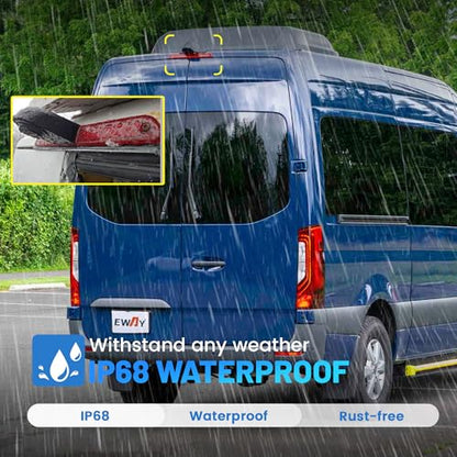 EWAY 3rd Third Brake Light Sprinter Backup Camera for Mercedes Benz Sprinter Volkswagen VW Crafter Vans 2007-2019 Roof Mount Reversing Camera Top Rear Brake Light IR Super Night Vision Rearview Camera