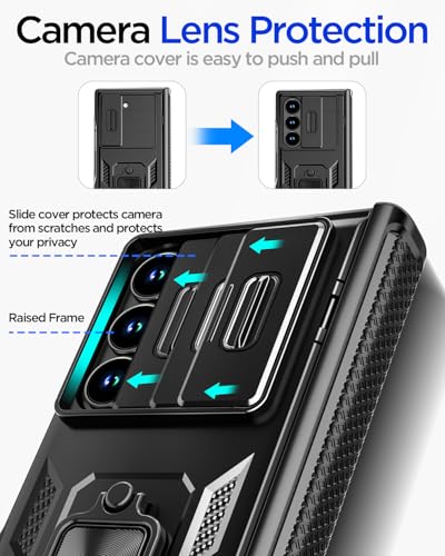 AICase for Samsung Galaxy Z Fold 6 Case [Heavy Duty Protective][Camera Lens Cover][Hinge Protection][360°Ring Magnetic Kickstand] Rugged Shockproof 360 Full Protective Phone Cover for ZFold 6 2024_5 - color: Black+Magnetic stand