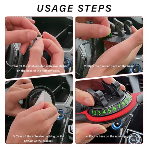 Car Anti-Slip Mat, Multifunction Dashboard Mat Rotatable Phone Mount with Temporary Parking Number, Universal Large Anti Skid Pad Dash Organizer for Cellphones Keys Gadgets