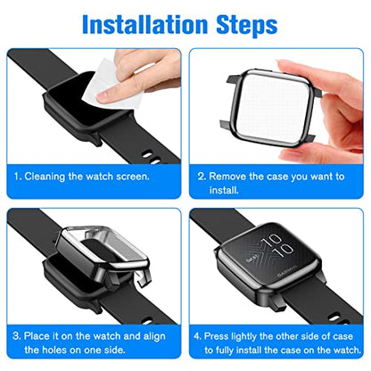 Fintie 3 Packs Case Compatible with Garmin Venu Sq 2 / Sq 2 Music - color: Black/Clear/Rose Gold