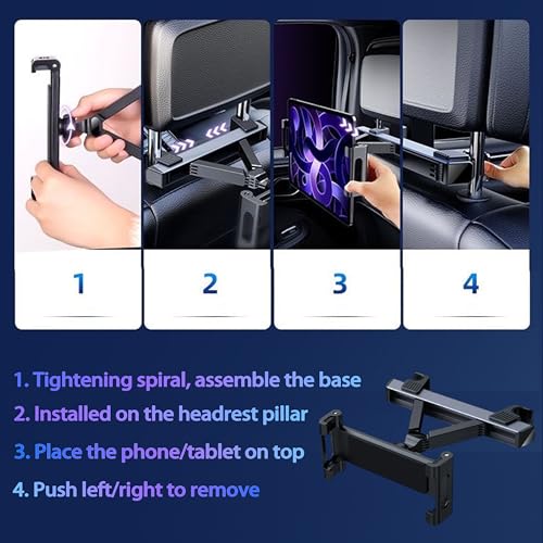 2026 Car Headrest Tablet Holder (2 Pack), Car iPad Holder for Kids, Scalable Tablet Mount for Backseat, for iPad Pro Fire HD and more, for Most Tablets/Phones, Fits Larger Tablets [Upgrade -Black] - size: 2 PACK-5.5-10.8"