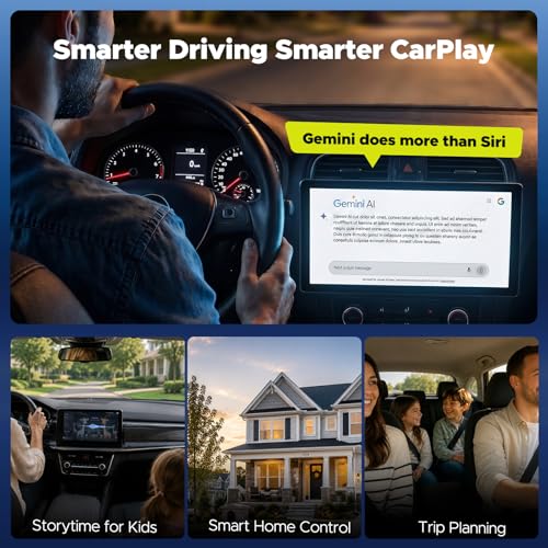 LAMTTO Wireless CarPlay Adapter with Gemini AI and Google Play, 4GB+32GB