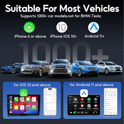 Wireless CarPlay Adapter, Mini USB-A/Type-C Dongle for iOS 10+, 2016+ Cars