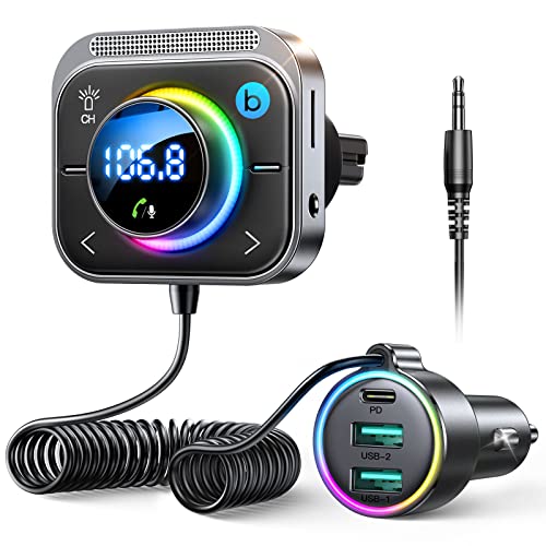 JOYROOM Bluetooth 6.0 Car Adapter FM & AUX HiFi Bass 96W Fast Charging