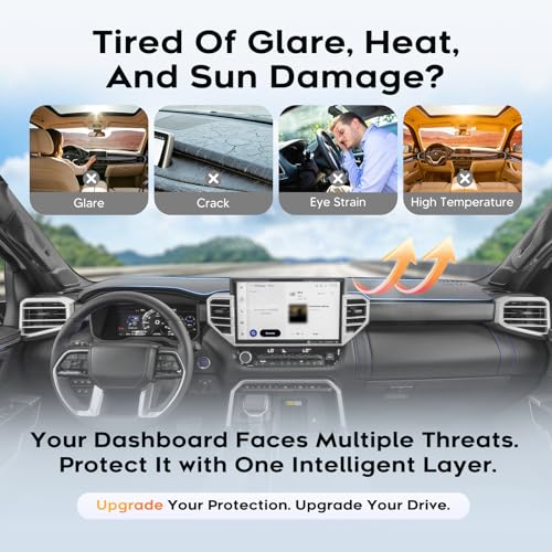 Sunsdrew Upgraded Gray Dashboard Cover for 2022-2026 Toyota Tundra Accessories,Custom Fit Dash Cover Mat Carpet Sunshade Pad UV Protection Anti-Glare Non-Slip【Sensor Friendly】 - size: 22+Tundra Dash Cover(Gray)
