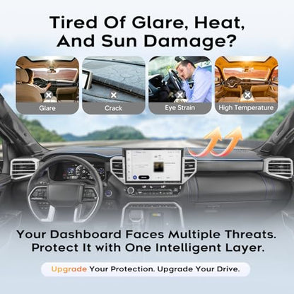 Sunsdrew Upgraded Gray Dashboard Cover for 2022-2026 Toyota Tundra Accessories,Custom Fit Dash Cover Mat Carpet Sunshade Pad UV Protection Anti-Glare Non-Slip【Sensor Friendly】 - size: 22+Tundra Dash Cover(Gray)