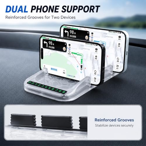 All-in-1 Dashboard Phone Holder, with, Parking Number Plate, PVC - color: Luminous