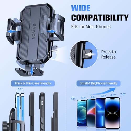SUUSON Upgraded 3-in-1 Car Phone Holder Mount for Car, Carbon Black - color: Carbon Black