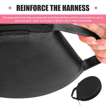 Car CD Case, Oxford Waterproof Disc Storage Binder with Transparent Film Divider, 20 Capacity Portable Round Disc Case, Universal DVD Organizer for Cars (Black)