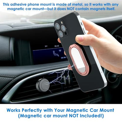 Phone Holder Foldable Phone Stand Phone Ring Holder Finger Kickstand 360° Rotation Cell Phone Stand Metal Phone Grip for Magnetic Car Mount Sticky Phone Grip Compatible with Most Smartphones - color: Rose Gold