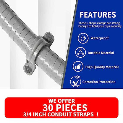 (30 Pack) Yariwiz 3/4 inch Plastic PVC Flex Electrical Conduit Strap Clamp Fittings - style: 3/4" Strap-30 Pack