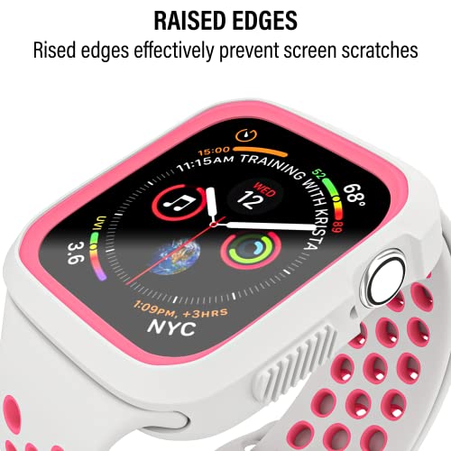 D & K Exclusives Compatible with Apple Watch 42mm Case, Shockproof Sport Protective Bumper Case for iWatch Women Men Kids GPS iWatch Series 3/2/1, White, Pink - color: White, Pink