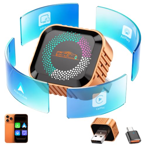 4-in-1 Wireless CarPlay Adapter with Screen Mirroring, Plug & Play No App