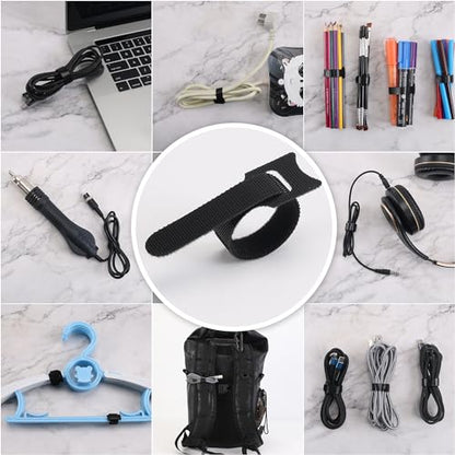 Nettbe Reusable Cable Ties, 210 PCS 6 Inches Adjustable Cord Straps Wire Organizer Cord Wrap and Hook Loop Cable Management (Pack of 2) - size: 6inches-210PCS (Pack of 2)