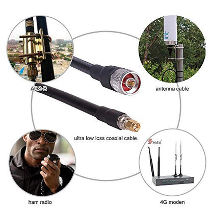 XRDS -RF SMA Male to N Male Cable 15 ft, KMR400 Low Loss SMA to N Cable for 3G/4G/LTE/ADS-B/Ham/GPS/WiFi/RF Radio to Antenna Use(NOT rp SMA Male)