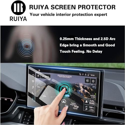 Ruiya 10.1" Tempered Glass Screen Protector for Audi Q5 (2021-2024), A4 & A5 (2020-2024), 9H Hardness, Anti-Glare, Anti-Bubble, 1 Pack - color: 2021-2024 Audi Q5 10.1-inch