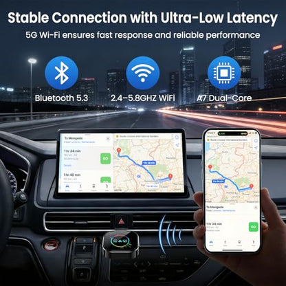 ELECROW 4 in 1 Wireless CarPlay Adapter for iPhone＆Android