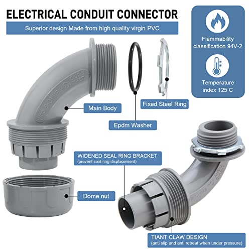 DWALE Liquid-Tight Conduit and Connector Kit,Flexible Non Metallic Liquid Tight Electrical Conduit,1-1/2inch50ft Electrical Conduit Kit,with 4Straight and 3 Angle Fittings Included,1-1/2 in. Dia - size: 50FT-1-1/2"