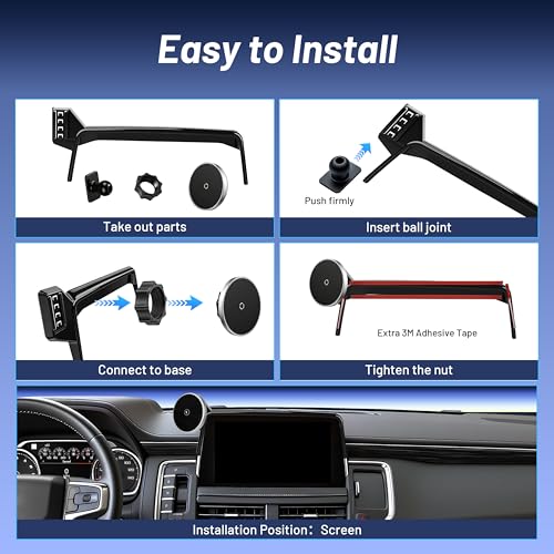 Wireless Car Charger for Chevy Suburban (2021-2023 2024, 10.2 Inch) / Tahoe/GMC Yukon/Yukon XL, iPhone Magnetic Car Mount, 15W Magsafe Phone Holder for Samsung & Google, 2022 Car Accessories - size: Chevy Suburban / Tahoe / Yukon | 2021-2024