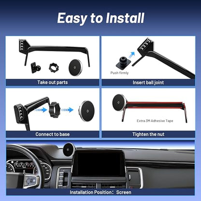 Wireless Car Charger for Chevy Suburban (2021-2023 2024, 10.2 Inch) / Tahoe/GMC Yukon/Yukon XL, iPhone Magnetic Car Mount, 15W Magsafe Phone Holder for Samsung & Google, 2022 Car Accessories - size: Chevy Suburban / Tahoe / Yukon | 2021-2024