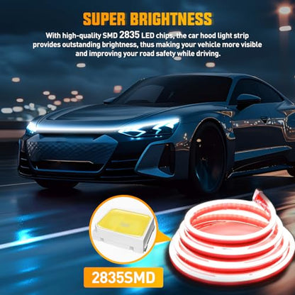 Nilight LED Hood Light Strip, 79Inch Flexible White DRL Car Hood Light - color: White, size: 79 Inch