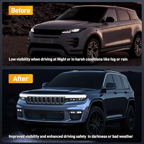 Nilight LED Hood Light Strip, 79Inch Flexible White DRL Car Hood Light - color: White, size: 79 Inch