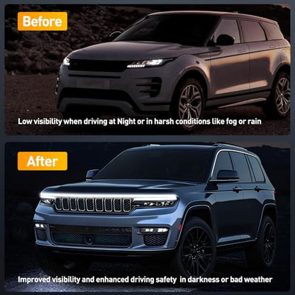 Nilight LED Hood Light Strip, 79Inch Flexible White DRL Car Hood Light - color: White, size: 79 Inch