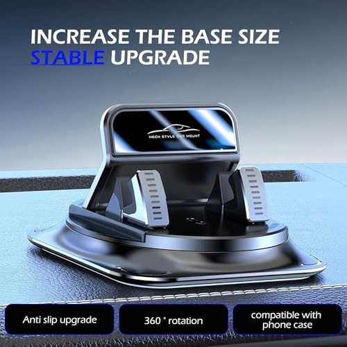 Shakas 360 Degree Rotation Dashboard Phone Holder, Non-Slip One-Hand Operation Navigation Bracket, Self-Adhesive Washable Horizontal and Vertical Placement Holder, for Most Cars (Black)