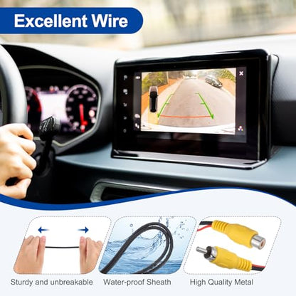 MECCANIXITY Backup Camera RCA Video Cable, 12m/39.4ft RCA Car Rear Reverse Camera Video Extension Cable & Detection Wire for Truck Bus SUV, Male to Male, with Female to Female Coupler, DC Wire - size: 12m/39.4ft