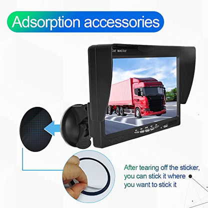 Hikity 7'' Vehicle Backup Camera Monitor Only Quad Split LCD Display Screen - size: 7 Inch+Car Charger