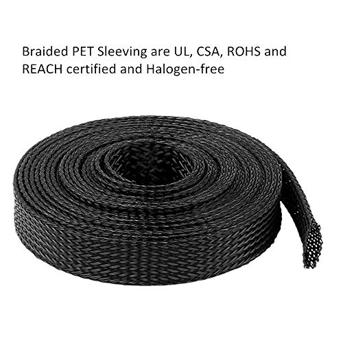 25ft - 3/4 Inch Cable Management Sleeve Protector,Wire Loom PET Expandable Wire Sleeving for Office TV Computer Home Theater Engine Bay Cord Organizer,Protect Cables from Pet Cat Dog Chewing,BlackBlue