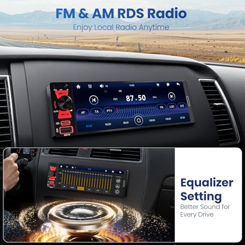 6.5" Single Din Radio Car Stereo with Apple CarPlay & Android Auto