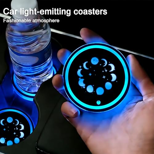 2Pcs Love Cross Car LED Cup Holder Lights, 7 Colors Light Up Car Coasters - color: Love Cross