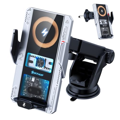 Wireless Car Charger with Phone Holder Mount 15W Fast Car Charger Auto Clamping Phone Holders for You Car Windshield Dashboard Air Vent Accessories for iPhone 13 Pro Max15141211Samsung Galaxy Googl