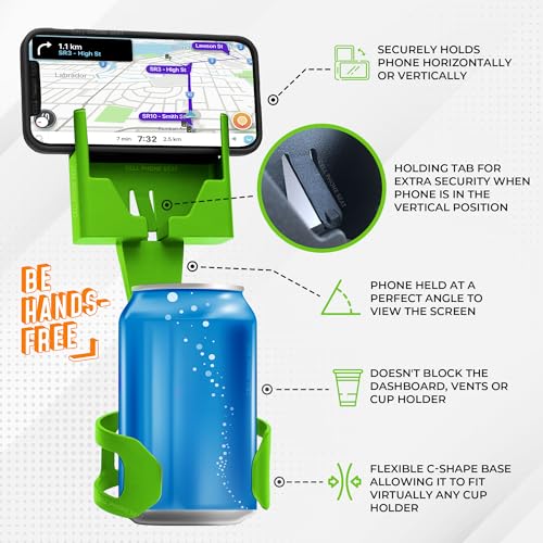 Cup Holder Phone Holder Mount for Car - Universal Adjustable Expander Cradle Hands-Free Driving - Compatible with All Smartphones Car Mount for iPhone Samsung Google Android Mobile Accessories Green - color: Lime Green
