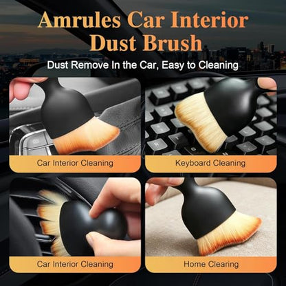 Car Interior Cleaning Brush Set, 4PCS Soft Bristle Detailing Brush with Protective Cover, Scratch-Free Cleaner for Dashboard Air Vent, Screen, Keyboard, Laptop and Electronics