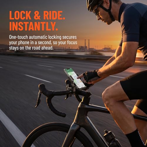 Bike Phone Holder, Motorcycle Mount Phone Holder, Handlebar Cell Phone Clamp for 4.7-6.8" Smartphones, Universal Motorcycle Phone Holder, Gift for Cyclists (Black)
