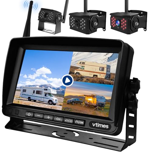 VTimes Wireless Backup 3 Camera for Trucks RV Backup Camera with HD Monitor - color: 7 inch - 3 Cameras