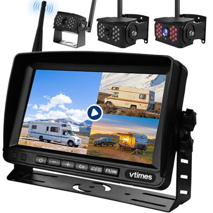VTimes Wireless Backup 3 Camera for Trucks RV Backup Camera with HD Monitor - color: 7 inch - 3 Cameras