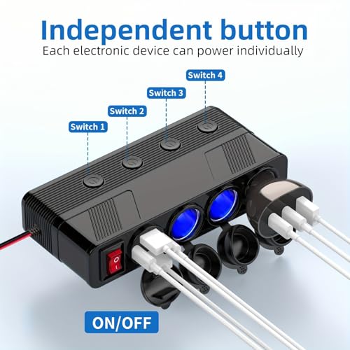 3-Socket Cigarette Lighter Splitter,108W Multi Port Outlet Car Charger PD30W and 4 USB-A QC3.0 18W with LED Display 12V/24V Vehicle Super Fast Adapter for GPS, Dash Cam, iPhone, Car