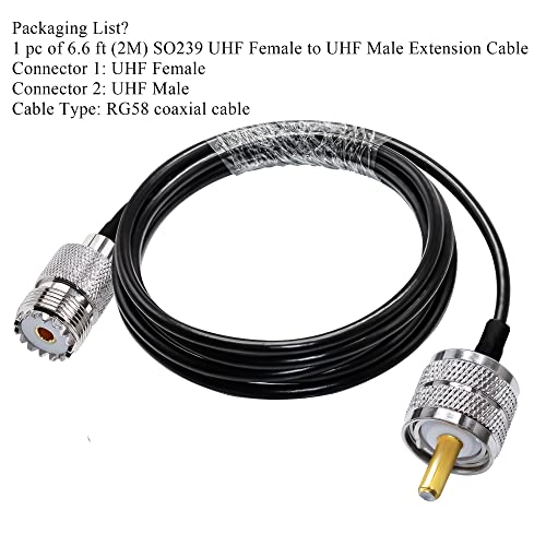 TUOLNK CB Coax RG58 UHF Male to Female Extension Cable - Low Loss Antenna PL-259 Jumper for CB Radio Ham Radio 6.6ft(2M) - size: 6.6ft