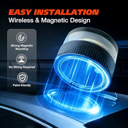 Magnetic Beacon Light, USB-C Rechargeable Wireless Strobe Lights for Truck, 32 LED Amber Battery Operated Flashing Warning Emergency Safety Light for Vehicle Plow Snow Small Portable Roadside