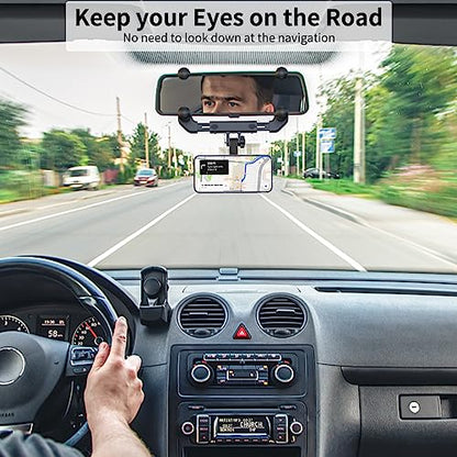 VRIG MG-15 Magnetic Rear View Mirror Phone Holder for car [Big Rear Mirrors Friendly],Magsafe Hands Free 360 Rotating Strong Magnet Cell Phone Mount Fit for iPhone 16/1514/13/12 Series