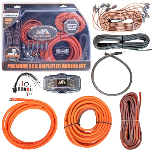 Elite Audio 0 Gauge 5-Channel Amplifier Wiring Kit, 3600W CCA Amp Install Kit – EA-PRMK0-5CH - size: 0 Gauge (5-Channel)