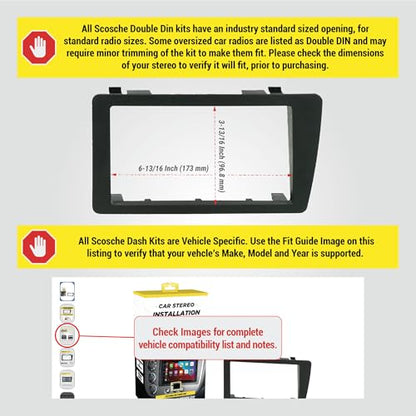 Scosche HA1710B Double DIN Radio Install Dash Kit Compatible with Select 2001-05 Honda Civic - Aftermarket Car Stereo Installation Kit - Not Compatible with Civic Si - Factory Radio Brackets Required - style: Dash Kit Only