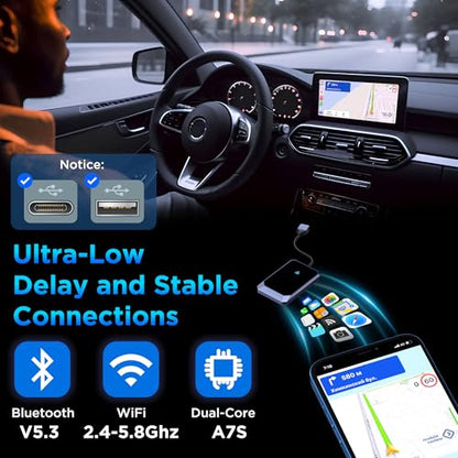 Android Auto Wireless Adapter - Instant Connection, Gray